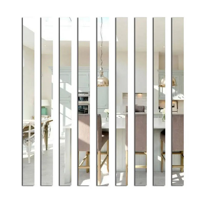 20pcs Simple Lines Acrylic 3D Wall Stickers DIY Background Mirror Strips Ceiling Waist Line Living Dining Room Art Home Decor Mirror Art