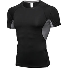 Summer Breathable Mesh Patchwork Running T-Shirts Men Quick Dry Elastic Short Sleeve Tops Fitness Gym Sports Rashguard Customize