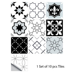 10pcs Retro Pattern Matte Surface Tiles Sticker Transfers Covers for Kitchen Bathroom Tables Floor Hard-wearing Art Wall Decor