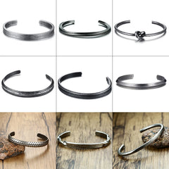 Vnox Oxidized Antique Stainless Steel Bangle for Women Men,Vintage Simple Basic Unisex Cuff Bracelet,Solid Metal Viking Jewelry
