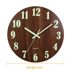 12 Inch Luminous Wall Clock Wood Silent light in dark night Nordic Fashion Wall Clock Non Ticking Clock With Night Light Home Decor