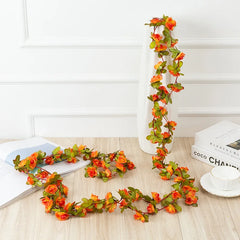 2.2 Meters Rose Artificial Flowers Christmas Garland for Wedding Home Room Decoration Spring Autumn Garden DIY Fake Plant Vine