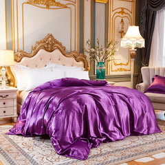 Luxury Satin Duvet Cover Single Double Full Queen Size Quilt Cover Home Comfortable Solid Color Bedding