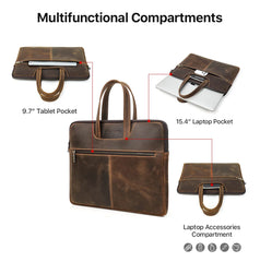 CONTACT'S FAMILY Men Briefcase Genuine Leather Laptop Bag For Air 13 M1 M2 M3 M4 Macbook Pro 14 Macbook 15 16 inch Handbag Tote