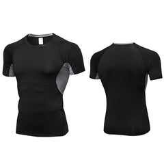 Summer Breathable Mesh Patchwork Running T-Shirts Men Quick Dry Elastic Short Sleeve Tops Fitness Gym Sports Rashguard Customize