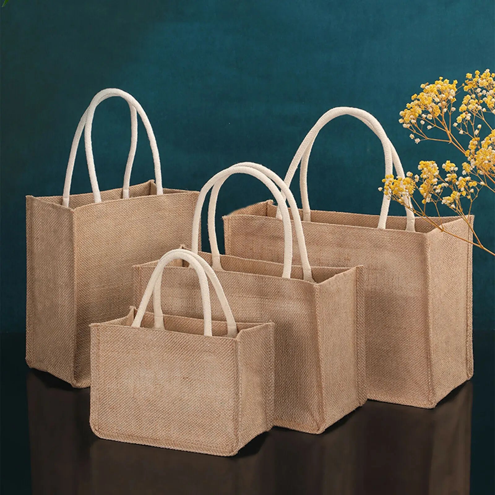 Fashion Burlap Tote Bag – Reusable Jute Beach & Shopping Bag