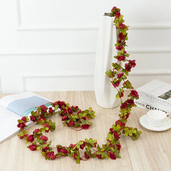 2.2 Meters Rose Artificial Flowers Christmas Garland for Wedding Home Room Decoration Spring Autumn Garden DIY Fake Plant Vine