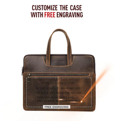 CONTACT'S FAMILY Men Briefcase Genuine Leather Laptop Bag For Air 13 M1 M2 M3 M4 Macbook Pro 14 Macbook 15 16 inch Handbag Tote