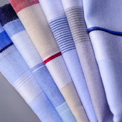 5PCS Men’s Classic Plaid Cotton Handkerchief Set 38x38cm