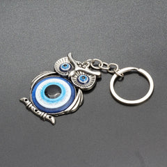 Blue Evil Eye Owl Lucky Charm Car Key Chain Protection Tassel Hanger Crystals Car Key Chain Fashion Jewelry Gift Car Accessories