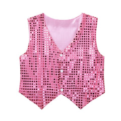 Kids Girls Boys Shiny Sequins Vest Waistcoat Hip-hop Jazz Street Dance Stage Performance Costume Musical Festival Tank Tops