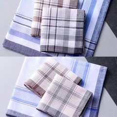 5PCS Men’s Classic Plaid Cotton Handkerchief Set 38x38cm