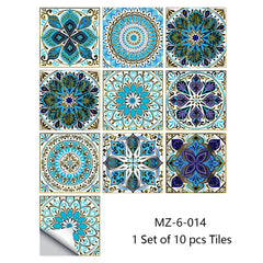 10pcs Retro Pattern Matte Surface Tiles Sticker Transfers Covers for Kitchen Bathroom Tables Floor Hard-wearing Art Wall Decor