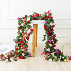 2.2 Meters Rose Artificial Flowers Christmas Garland for Wedding Home Room Decoration Spring Autumn Garden DIY Fake Plant Vine
