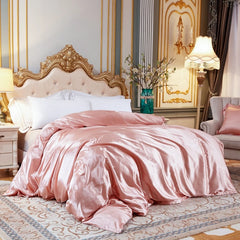 Luxury Satin Duvet Cover Single Double Full Queen Size Quilt Cover Home Comfortable Solid Color Bedding