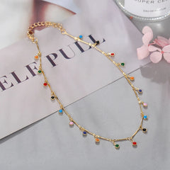 Fashion Simple Candy Color Tassel Necklace Aesthetic All-match Pendant Jewelry Choker Neck Accessories Gift Chain