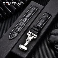 Genuine Calfskin Leather Watchbands Business Replace Watch Band 18mm 20mm 22mm 24mm With Butterfly Buckle Wristwatch Strap
