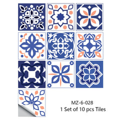 10pcs Retro Pattern Matte Surface Tiles Sticker Transfers Covers for Kitchen Bathroom Tables Floor Hard-wearing Art Wall Decor