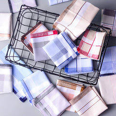 5PCS Men’s Classic Plaid Cotton Handkerchief Set 38x38cm
