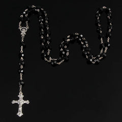 8mm fashion rosary ladies necklace high quality diy Jesus Christian cross necklace and pendant long chain jewelry jewelry