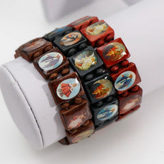1PCS 3colors Saints Religion rosary Wooden Bracelets Fashion Wooden Jesus Bracelet Wooden Rosary Religious Jewelry For Womengifs