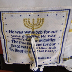 JKRISING Messianic Jewish Tallit Blue and Gold Prayer Shawl Talit and Talis Bag Prayer scarfs