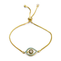 Juya 18K Real Gold Plated Adjustable Chains Multicolor Zirconia Hamsa Fatima Enamel Greek Evil Eye Charms Bracelets For Women