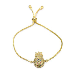 Juya 18K Real Gold Plated Adjustable Chains Multicolor Zirconia Hamsa Fatima Enamel Greek Evil Eye Charms Bracelets For Women
