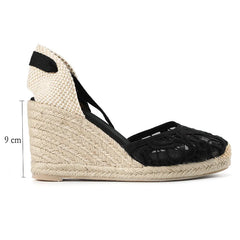 Wedges Sandals For Women 2021 Sapatos Mulher Tienda Soludos Cap Toe Classic Soft Ankle-tie Lace Up Espadrilles Shoes Casual