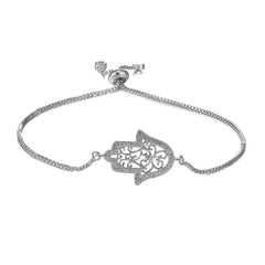 Juya 18K Real Gold Plated Adjustable Chains Multicolor Zirconia Hamsa Fatima Enamel Greek Evil Eye Charms Bracelets For Women