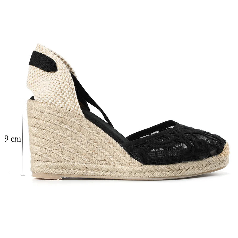 Wedges Sandals For Women 2021 Sapatos Mulher Tienda Soludos Cap Toe Classic Soft Ankle-tie Lace Up Espadrilles Shoes Casual