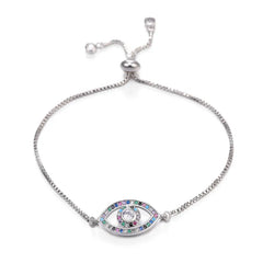 Juya 18K Real Gold Plated Adjustable Chains Multicolor Zirconia Hamsa Fatima Enamel Greek Evil Eye Charms Bracelets For Women