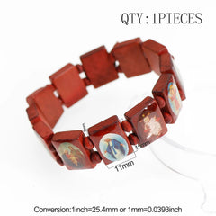 1PCS 3colors Saints Religion rosary Wooden Bracelets Fashion Wooden Jesus Bracelet Wooden Rosary Religious Jewelry For Womengifs