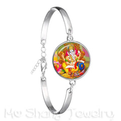 Drop Shipping Ganesha Statue Hindu Ganapati Vinayaka God Bracelet Vintage Lord Ganesha Indian Buddhism Chain Bangle For Gift