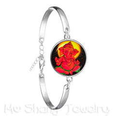 Drop Shipping Ganesha Statue Hindu Ganapati Vinayaka God Bracelet Vintage Lord Ganesha Indian Buddhism Chain Bangle For Gift