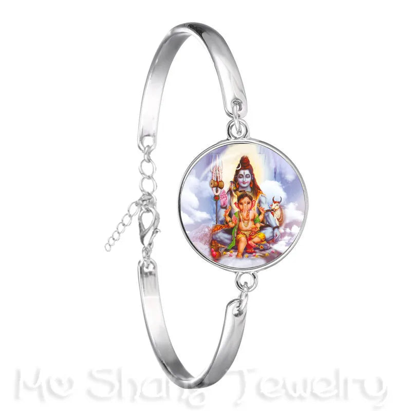 Drop Shipping Ganesha Statue Hindu Ganapati Vinayaka God Bracelet Vintage Lord Ganesha Indian Buddhism Chain Bangle For Gift