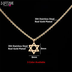Pentagram Necklaces Pendants Stainless Steel  Chain Star Of David Choker Necklace For Women Jewish Jewelry Collares
