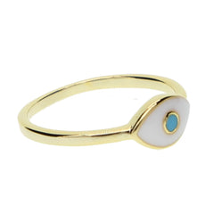 Gold Plated Turkish Evil Eye Ring with Blue Stone – Lucky Girl