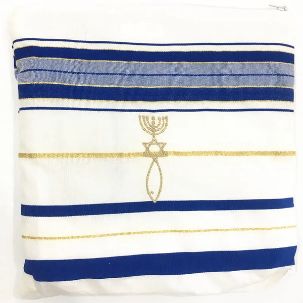 JKRISING Messianic Jewish Tallit Blue and Gold Prayer Shawl Talit and Talis Bag Prayer scarfs