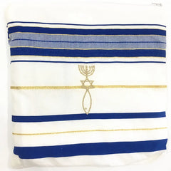JKRISING Messianic Jewish Tallit Blue and Gold Prayer Shawl Talit and Talis Bag Prayer scarfs