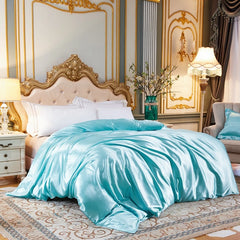 Luxury Satin Duvet Cover Single Double Full Queen Size Quilt Cover Home Comfortable Solid Color Bedding