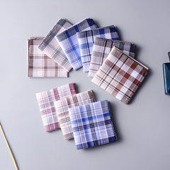 5PCS Men’s Classic Plaid Cotton Handkerchief Set 38x38cm