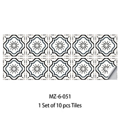 10pcs Retro Pattern Matte Surface Tiles Sticker Transfers Covers for Kitchen Bathroom Tables Floor Hard-wearing Art Wall Decor