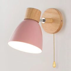 Wooden Nordic Wall Lamp With Switch Modern Wall Sconce For Bedroom Living Room Home Lighting Macaroon 6 Color Steering Head E27