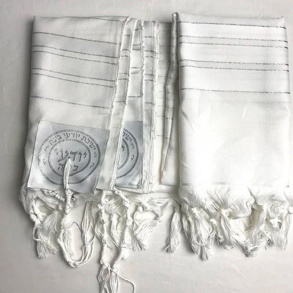 Judaica Israel Jewish Talit White Polyester Large Size Prayer Shawl Tallit With Bag 140x190cm