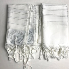 Judaica Israel Jewish Talit White Polyester Large Size Prayer Shawl Tallit With Bag 140x190cm