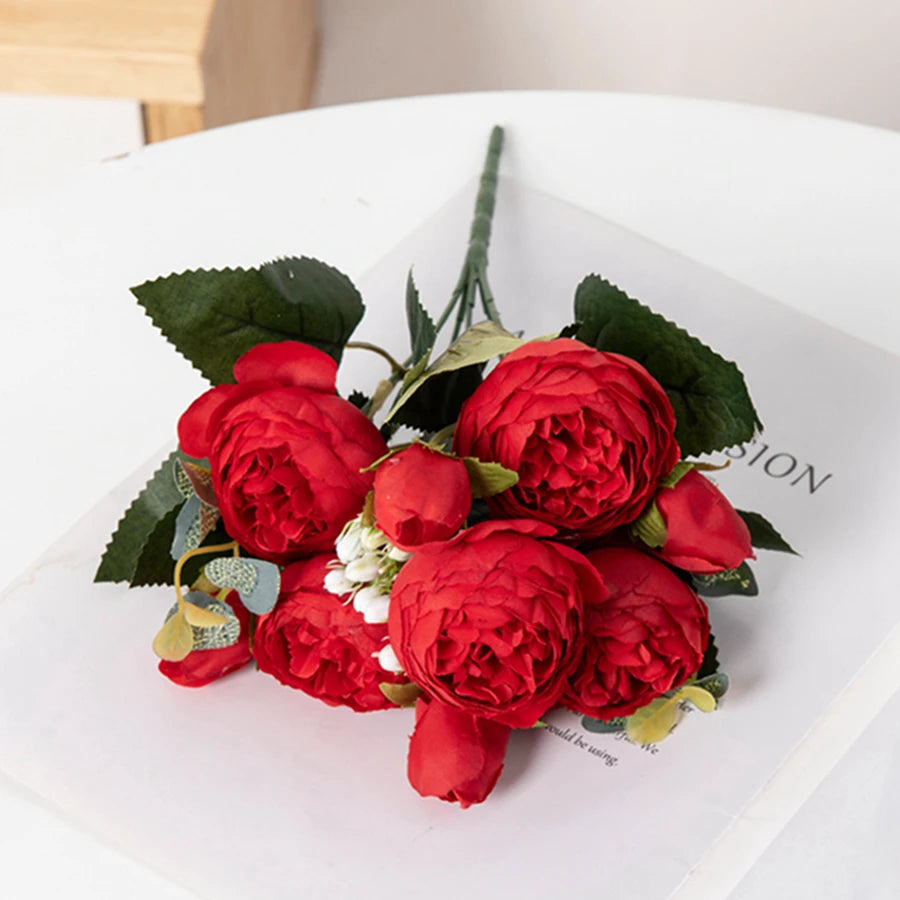 30CM Artificial Flowers Silk Peony Bouquet Festival Vases for Decoration Craft Home Garden Living Room Wedding Accessories props Home Decor, Plants & flowers