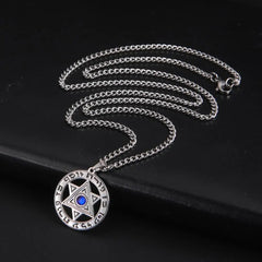 My Shape Star of David Crystal Pendant Necklace for Men Women Hebrew Talisman Amulet Supernature Stainless Steel Jewish Jewelry