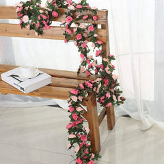 2.2 Meters Rose Artificial Flowers Christmas Garland for Wedding Home Room Decoration Spring Autumn Garden DIY Fake Plant Vine