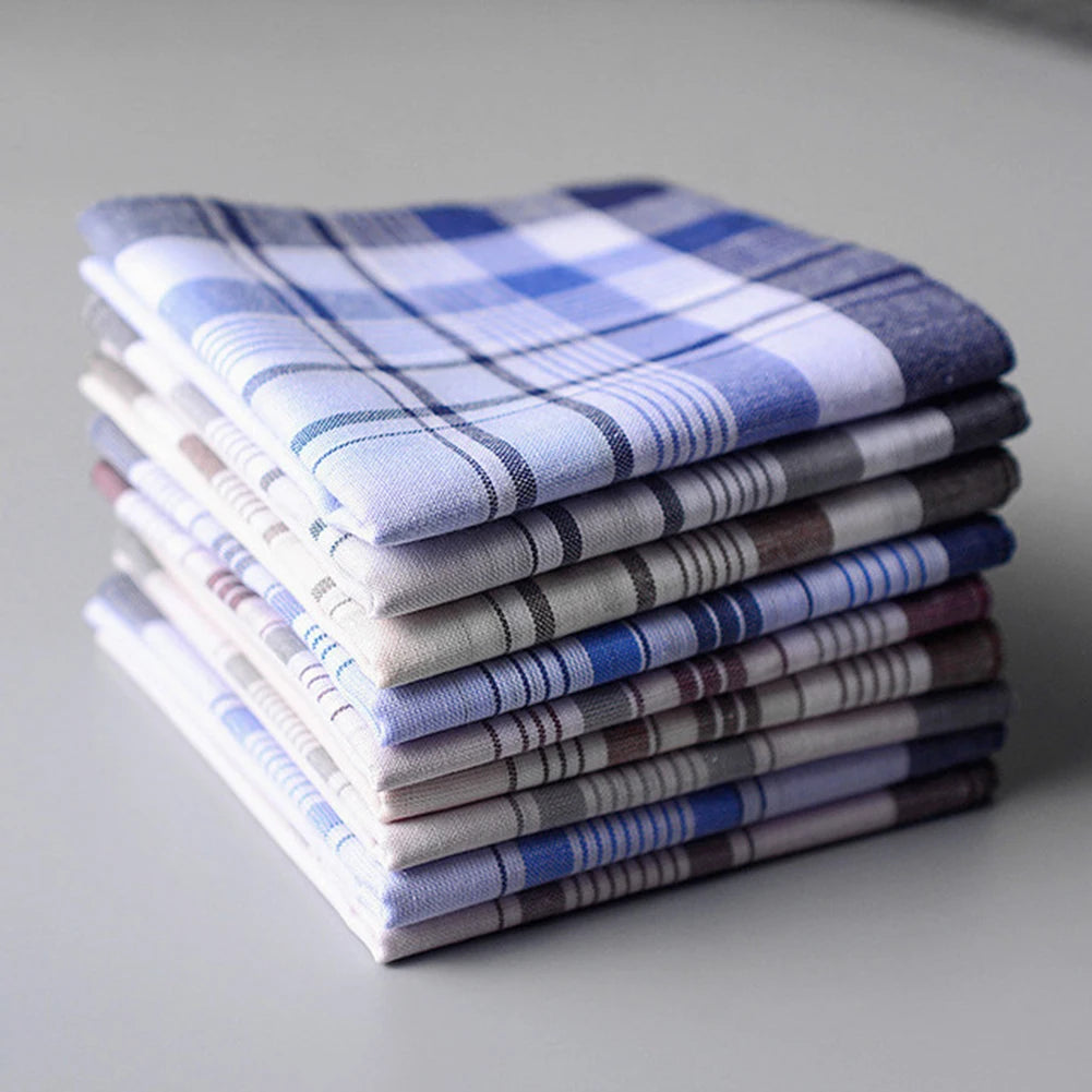 5PCS Men’s Classic Plaid Cotton Handkerchief Set 38x38cm